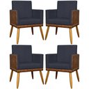 Ver imagem 1 de Kit 4 Poltronas para Sala Modernas Lis Corino e Suede Cores Pé 30cm - Preto, Suede/corino