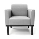Ver imagem 6 de Poltrona Decorativa Isabella Pés Fixo em Madeira Preto Suede Cinza G19 - Gran Belo