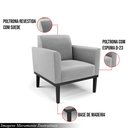 Ver imagem 3 de Poltrona Decorativa Isabella Pés Fixo em Madeira Preto Suede Cinza G19 - Gran Belo