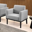 Ver imagem 1 de Poltrona Decorativa Isabella Pés Fixo em Madeira Preto Suede Cinza G19 - Gran Belo
