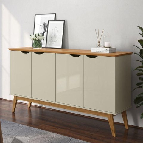 Buffet Mila 4 Portas MDF 160cm Off White Cinamomo Casah