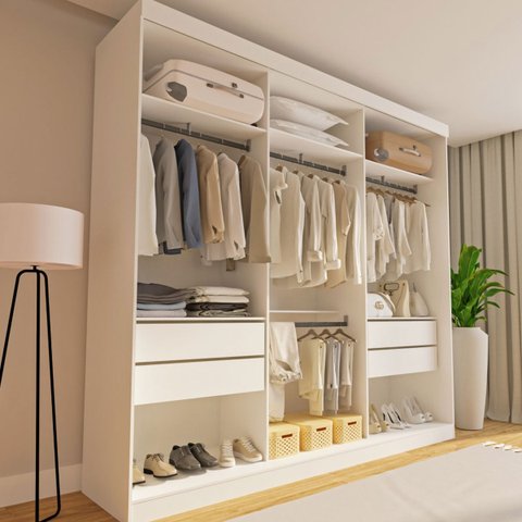 Closet Casal sem Portas 4 Gavetas Paris Minastex Branco