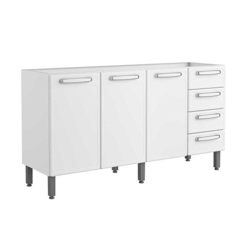 Balcão de Cozinha Modulado Evidence 7028 3 Portas e 4 Gavetas s/ Tampo Branco - Bertolini
