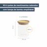 Kit 6 Potes de Vidro Empilhável Hermético Tampa Bambu 400ml - 3
