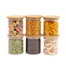 Kit 6 Potes de Vidro Empilhável Hermético Tampa Bambu 400ml - 1