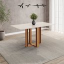 Ver imagem 1 de Mesa de Jantar 6 Lugares 160cm Tampo MDF e Vidro Canto Reto Manu