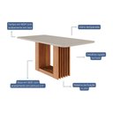 Ver imagem 2 de Mesa de Sala Jantar Ariela c/ Tampo Madeirado Vidro 180x90cm Cinamomo/Off White - Cimol