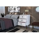 Ver imagem 3 de Mesa de Cabeceira Madri Retrô com Pé Palito 3 Gavetas Branco