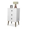 Mesa de Cabeceira Madri Retrô com Pé Palito 3 Gavetas Branco - 4