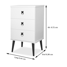 Mesa de Cabeceira Madri Retrô com Pé Palito 3 Gavetas Branco - 6