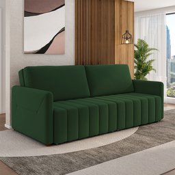 Sofá-cama Decorativo Retrátil Thanos 2 Lugares 192cm Veludo Verde G45 - Gran Belo - 2