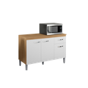 Ver imagem 4 de Balcão Gabinete P/ Pia Gabriela sem Tampo 120 Cm Ajl Móveis - Amêndoa/branco
