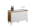 Ver imagem 3 de Balcão Gabinete P/ Pia Gabriela sem Tampo 120 Cm Ajl Móveis - Amêndoa/branco