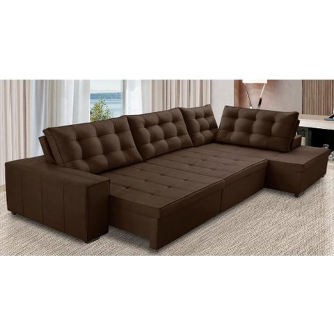 Sofá de Canto Retrátil e Reclinável com Molas 3,40x2,00 Berlim Suede Mirra Decor