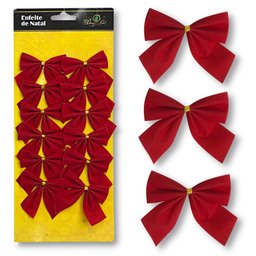Kit 12 Laço Lacinho Veludo Natal Decoração Arvore de Natal Vermelho Presente - 3