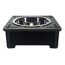 Ver imagem 2 de Comedouro Bebedouro Cachorro Gato MDF Tigela Inox 480ml 6cm Preto