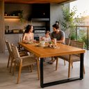 Ver imagem 3 de Mesa Industrial Bernardo Madeira Maciça c/ Ferragem Preta 2,00m