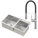 Ver imagem 1 de Kit Cuba Dupla Gourmet Nápoles Aço Inox 304 e Torneira Gourmet Bélgica Monocomando Goldenx