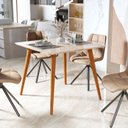 Ver imagem 1 de Mesa de Jantar Industrial Off White 4 Lugares Tampo 90x90 Pés em Madeira