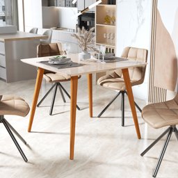 Mesa de Jantar Industrial Off White 4 Lugares Tampo 90x90 Pés em Madeira - 1