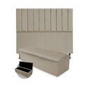 Ver imagem 1 de Kit Cabeceira + Calçadeira Baú Cancun King Size 195cm Suede - Ecotec Decor:Bege