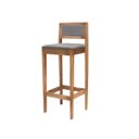 Ver imagem 4 de Kit 6 Banquetas Madeira Mel com Linho Cinza para Balcão com Encosto Estofado