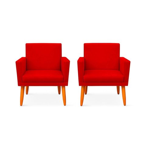 Kit 2 Poltrona Cadeira para Sala Confortável e Minimalista Paris em Suede