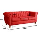 Ver imagem 4 de Sofá Chesterfield Realeza 3 Lugares Decoração Retrô - Suede Vermelho
