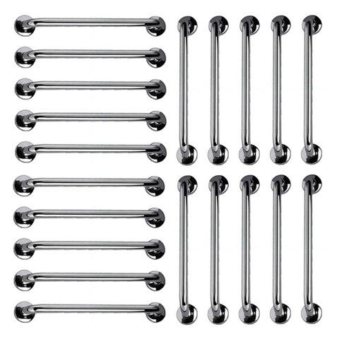 Barra de Apoio Aço Inox 40cm Kit 20 Unidades Idoso Deficiente Suporte Cadeirante Banheiro Box Segura