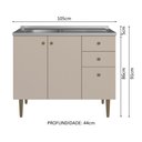 Ver imagem 3 de Balcão Gabinete com Pia 3 Portas e 1 Gaveta 105cm Rustic/crema Gourmet Madesa