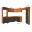 Ver imagem 3 de COZINHA COMPLETA PREDILLETA ALINE MODULADA 9 PECAS 517 CM 15 PORTAS 3 GAVETAS COM TAMPO FREIJO CHUMB