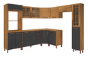 Ver imagem 2 de COZINHA COMPLETA PREDILLETA ALINE MODULADA 9 PECAS 517 CM 15 PORTAS 3 GAVETAS COM TAMPO FREIJO CHUMB
