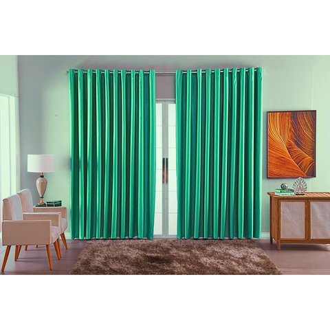 Cortina para Sala Quarto Blackout Tecido 6,00x2,80 Ellegance:verde