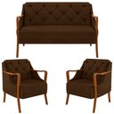 Ver imagem 1 de Kit Namoradeira 135cm e 2 Poltronas Decorativas Capitonê Lapa M22 Veludo Marrom - Mpozenato