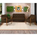 Ver imagem 2 de Kit Namoradeira 135cm e 2 Poltronas Decorativas Capitonê Lapa M22 Veludo Marrom - Mpozenato