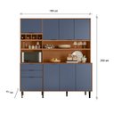Ver imagem 4 de Armário de Cozinha Viena 7 Portas 3 Gavetas e Adega para 4 Garrafas Jequitibá/azul Lord - Lukaliam