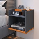 Ver imagem 2 de Kit 2 Mesas Cabeceira Madri Mesinha Suspensa Lateral Cama Decoração Quarto Prateleira Divisória-