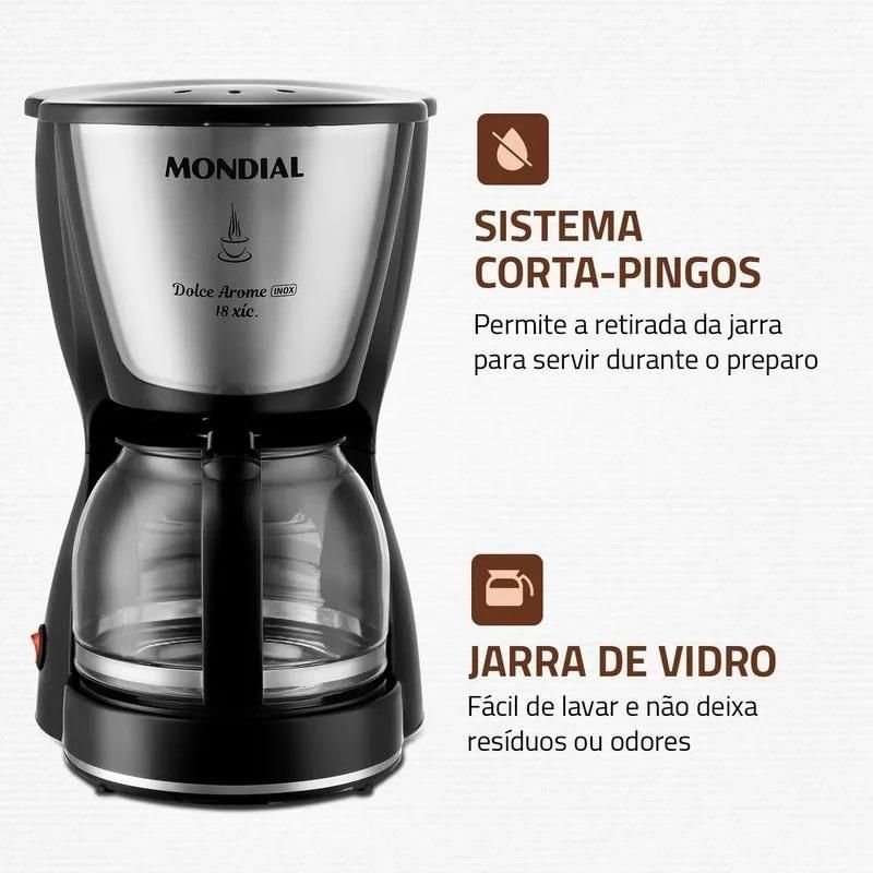 Cafeteira Elétrica Dolce Arome Inox 18 Xícaras 550w Mondial - 2