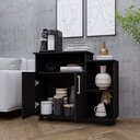 Ver imagem 2 de Armário Organizador para Sala 2 Portas com Nicho Superior Preto – Estante Decorativa
