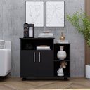 Ver imagem 1 de Armário Organizador para Sala 2 Portas com Nicho Superior Preto – Estante Decorativa