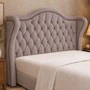 Ver imagem 1 de Cabeceira Estofada Dorian King Madeira Maciça Veludo Amêndoa Sallar Home 215cm