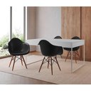 Ver imagem 1 de Mesa Jantar Industrial Branca 137X90Cm Base Ferro Branco Com 4 Poltronas Pretas Eif Cor: Branco