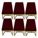 Ver imagem 1 de Kit 06 Cadeiras para Sala de Jantar Ana Base de Ferro Suede Marsala - D'classe Decor