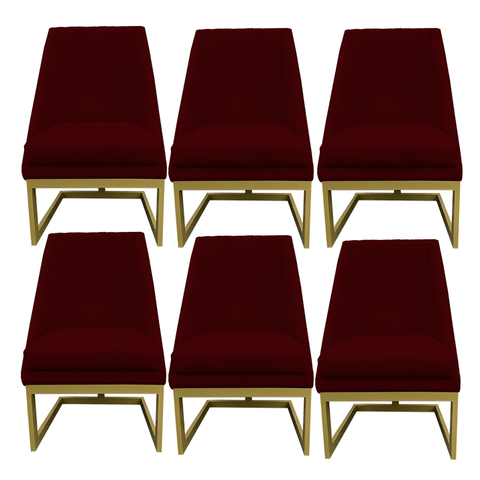 Kit 06 Cadeiras para Sala de Jantar Ana Base de Ferro Suede Marsala - D'classe Decor