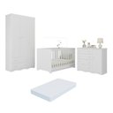 Ver imagem 2 de Quarto de Bebê Completo com Berço Americano 3 em 1 e Colchão Incluso Flor Multimóveis MP4953