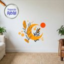 Ver imagem 1 de Adesivo Floral Boho Laranja Estilo Nórdico 60x51 Minimalista Mod.05