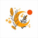 Ver imagem 4 de Adesivo Floral Boho Laranja Estilo Nórdico 60x51 Minimalista Mod.05