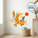 Ver imagem 2 de Adesivo Floral Boho Laranja Estilo Nórdico 60x51 Minimalista Mod.05