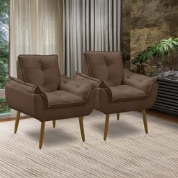 Kit 2 Poltronas Decorativas Opala Recepção Luxo Confortável - 2