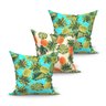 Kit Capa de Almofada Grande Decorativa Abacaxi Composê 60cm x 60cm 3 Unidades com zíper - 1